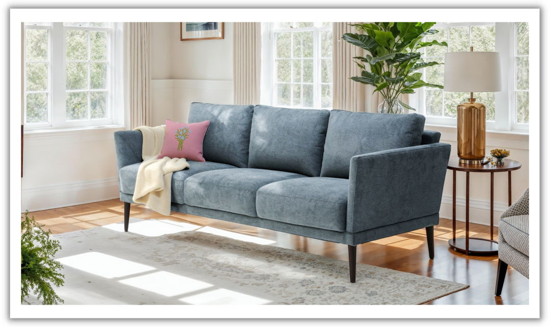 Luonto Viola 3-Seater Fabric Sofa with Wooden base-Jennifer Furniture