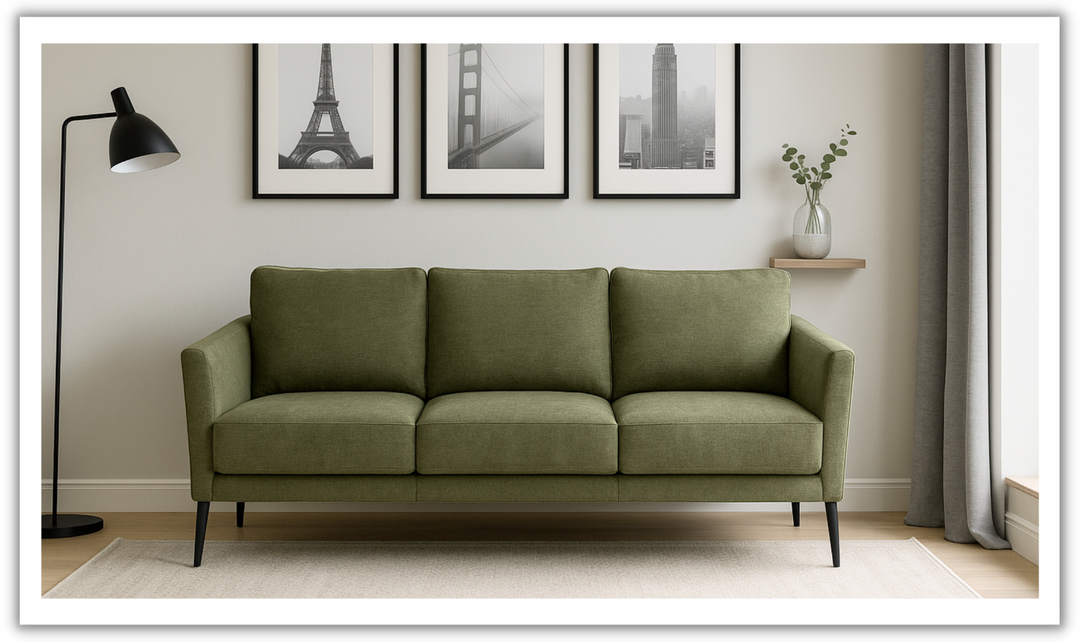 Luonto Viola 3-Seater Fabric Sofa with Wooden base-Jennifer Furniture