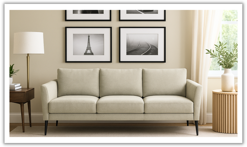 Luonto Viola 3-Seater Fabric Sofa with Wooden base-Jennifer Furniture