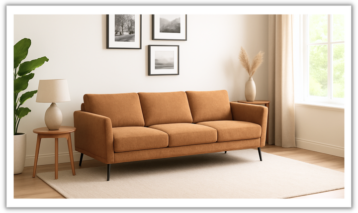 Luonto Viola 3-Seater Fabric Sofa with Wooden base-Jennifer Furniture