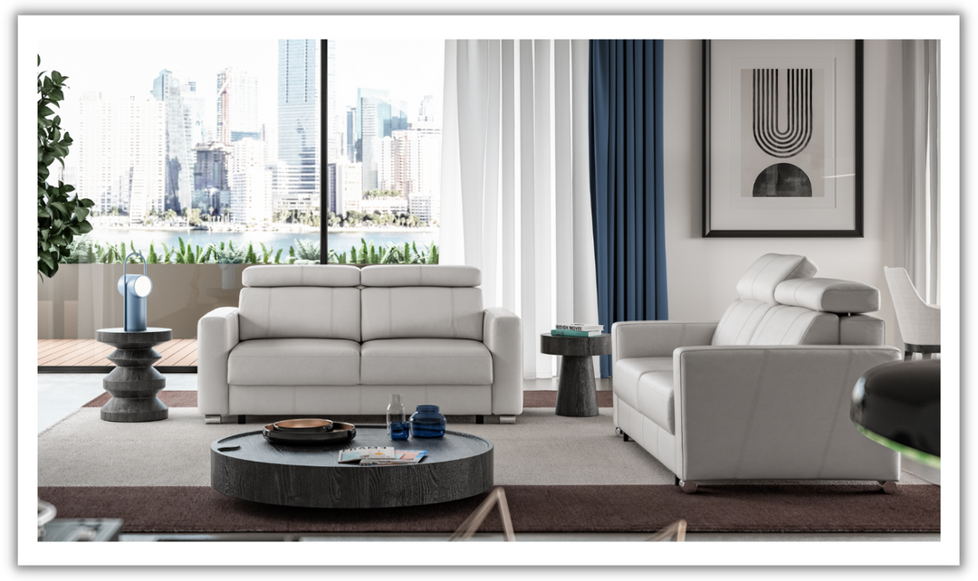 Luonto West Level Leather Loveseat Sleeper with Adjustable Luonto West Level Leather Loveseat Sleeper with Adjustable