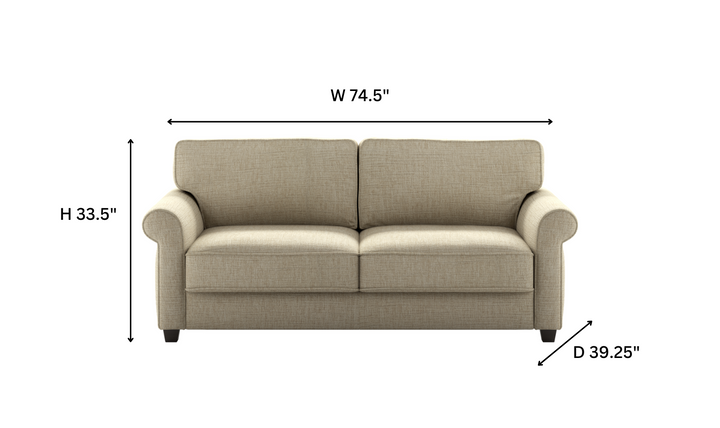 Luonto Willow Fabric Sleeper Sofa With Hybrid Deluxe mechanism (Queen Size)-Jennifer Furniture