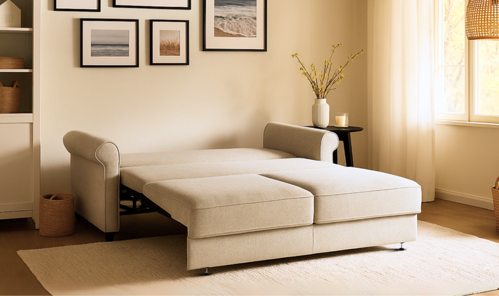 Luonto Willow Fabric Sleeper Sofa With Hybrid Deluxe mechanism (Queen Size)-Jennifer Furniture