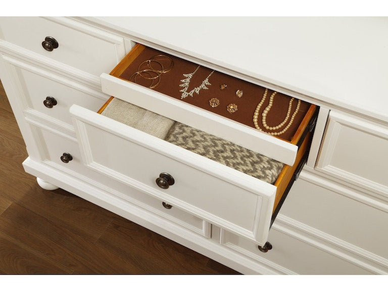 Laurelton 7 Dovetail Drawer Wooden Dresser in White – Jennifer Furniture Laurelton 7 Dovetail Drawer Wooden Dresser in White – Jennifer Furniture