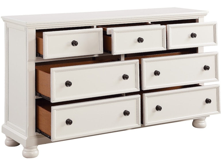 Laurelton 7 Dovetail Drawer Wooden Dresser in White – Jennifer Furniture Laurelton 7 Dovetail Drawer Wooden Dresser in White – Jennifer Furniture