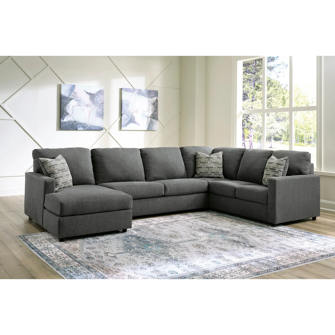 Modern Heritage Edenfield 3-Piece U-Shape Fabric Sectional with Chaise