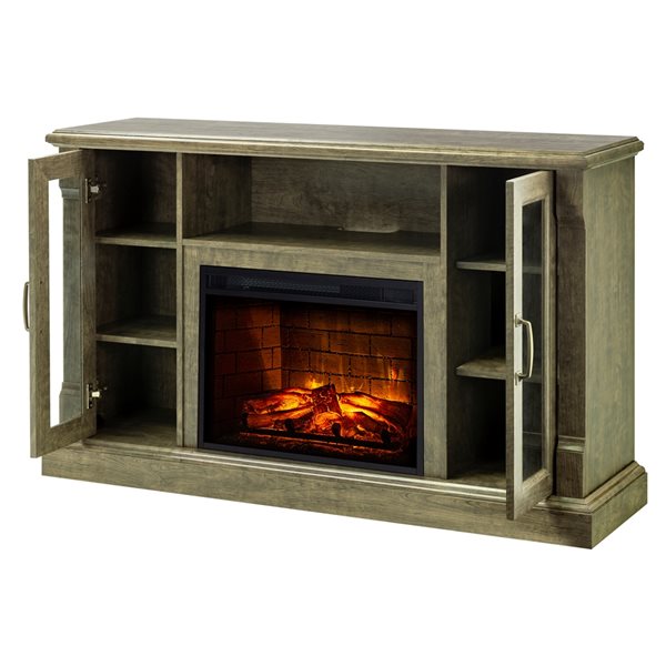 Elena 58" TV Stand with Infrared Electric Fireplace in Rustic Gray Finish-Tv Stands-Jennifer Furniture