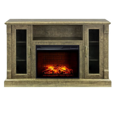 Elena 58" TV Stand with Infrared Electric Fireplace in Rustic Gray Finish-Tv Stands-Jennifer Furniture