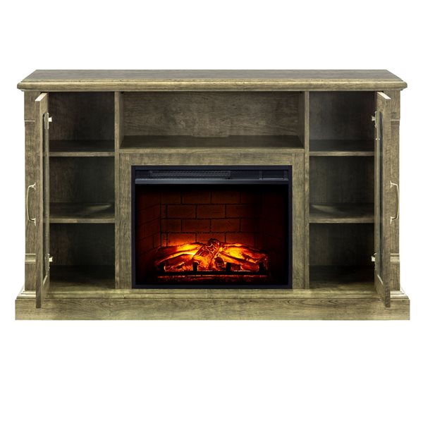 Elena 58" TV Stand with Infrared Electric Fireplace in Rustic Gray Finish-Tv Stands-Jennifer Furniture