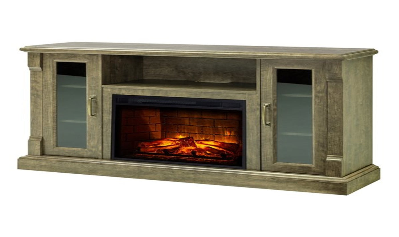 Elena 58" TV Stand with Infrared Electric Fireplace in Rustic Gray Finish-Tv Stands-Jennifer Furniture