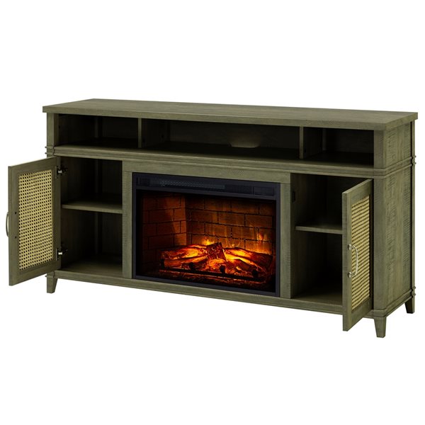 Devora 60" Media Infrared Electric Fireplace in Gray Finish-Fireplaces-Jennifer Furniture