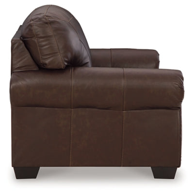 Colleton Dark Brown Leather Loveseat with Rolled Arms