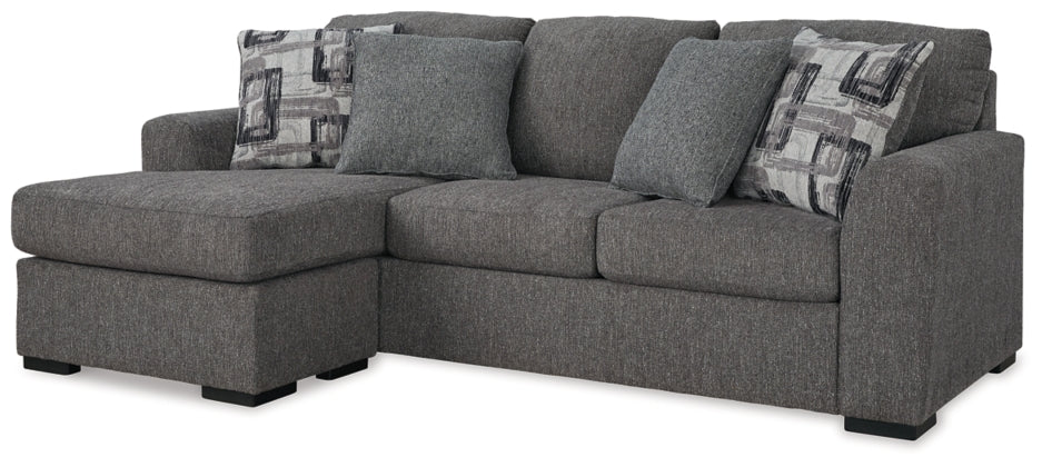 Gardiner Gray Fabric Sofa Chaise with Cushioned Arms