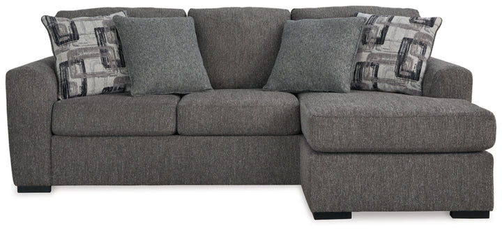Gardiner Gray Fabric Sofa Chaise with Cushioned Arms