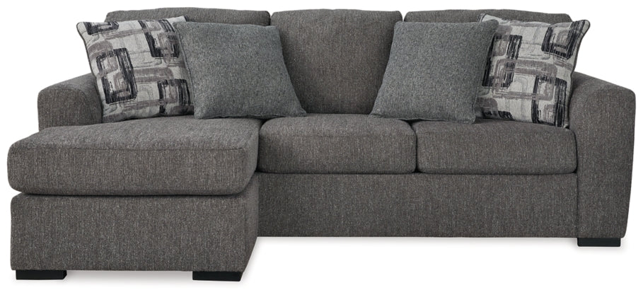 Gardiner Gray Fabric Sofa Chaise with Cushioned Arms