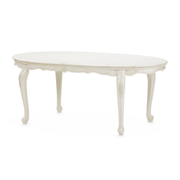 AICO Lavelle Oval Wood Dining Table in Pearl Finish