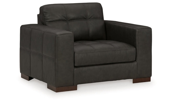 Luigi Black Leather Tufted Oversized Chair