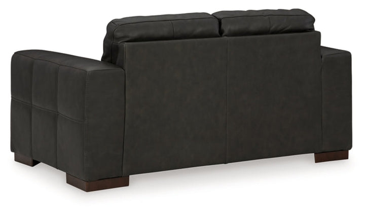 Luigi Black Leather Loveseat