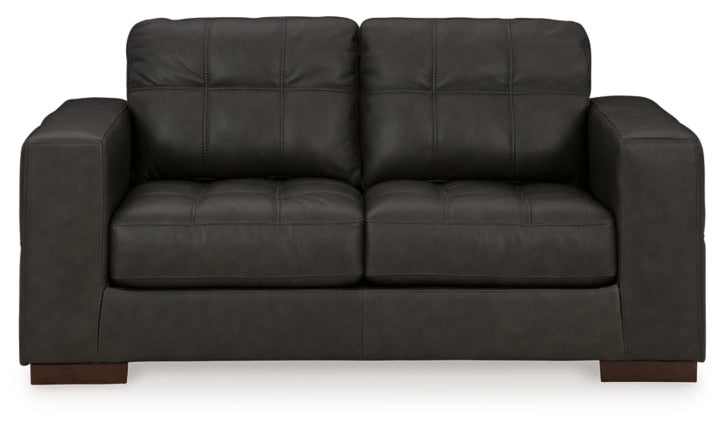 Luigi Black Leather Loveseat