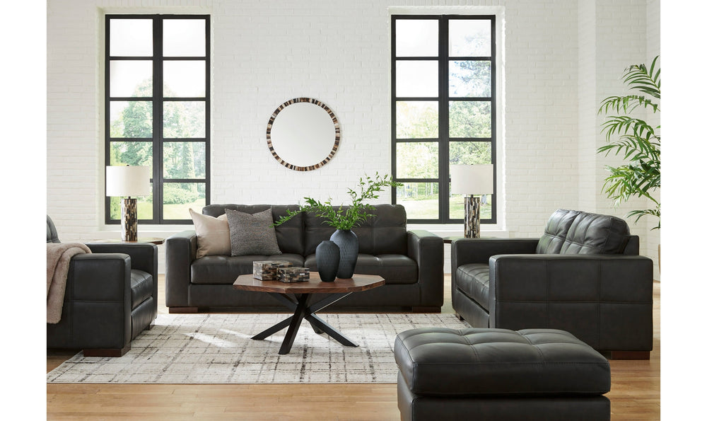Luigi Black Leather Upholstered Living Room Set