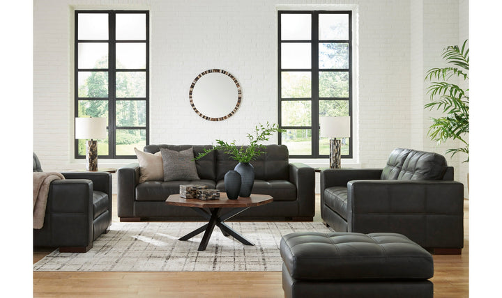 Luigi Black Leather Upholstered Living Room Set