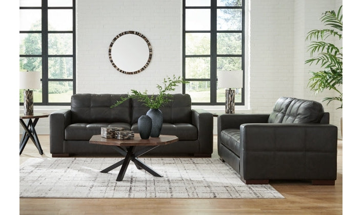 Luigi Black Leather Upholstered Living Room Set
