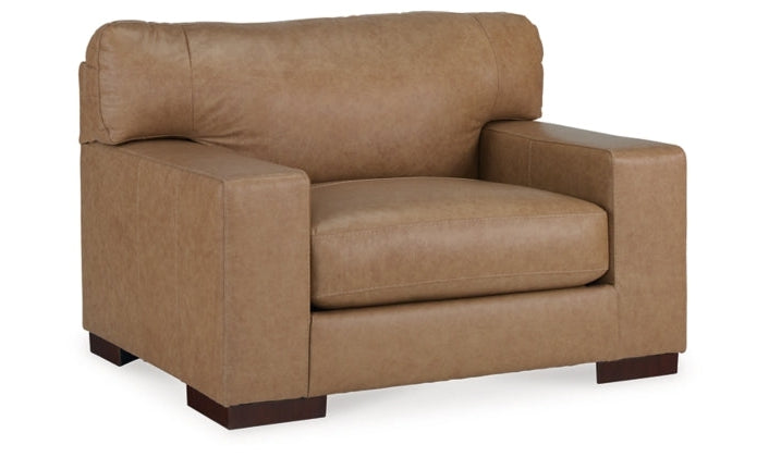 Lombardia Brown Leather Oversized Chair with Track Arms