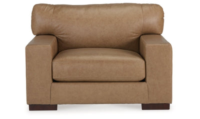 Lombardia Brown Leather Oversized Chair with Track Arms