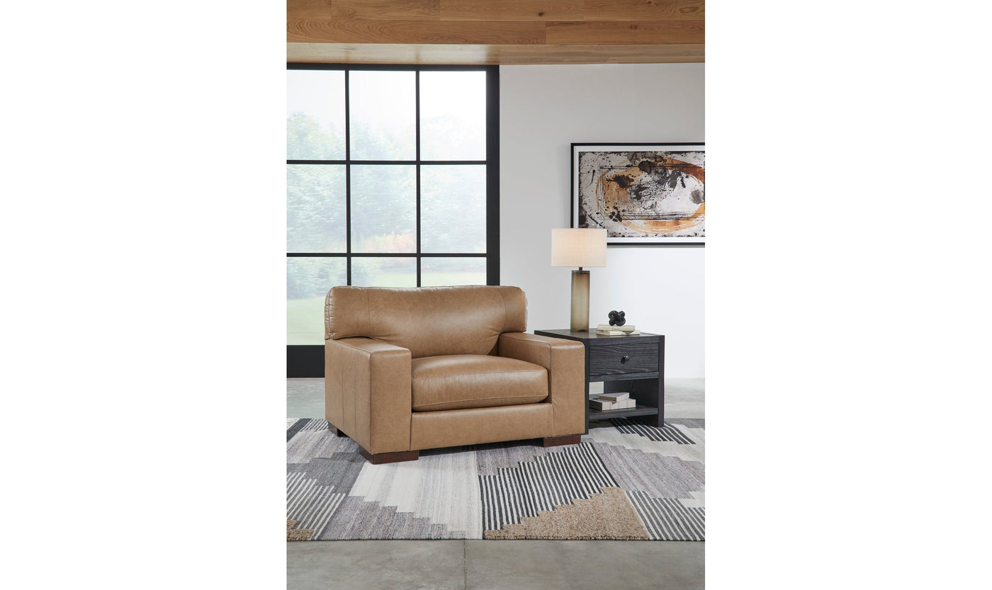 Lombardia stationary brown leather living room set