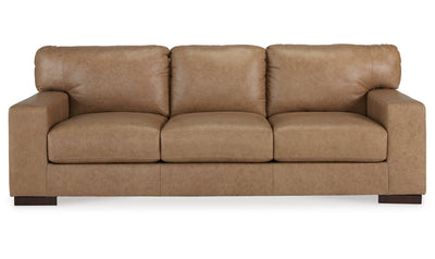 Lombardia 3-Seater Brown Leather Sofa with Track Arms