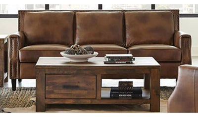 Leaton Borwn Faux Leather Upholstered Living Room Set