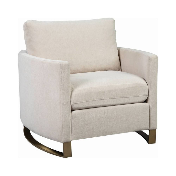 Corliss Beige Fabric Living Room Set with Recessed Arms