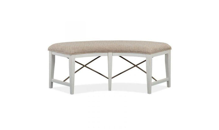 Heron Cove Curved Bench w-Upholstered Seat