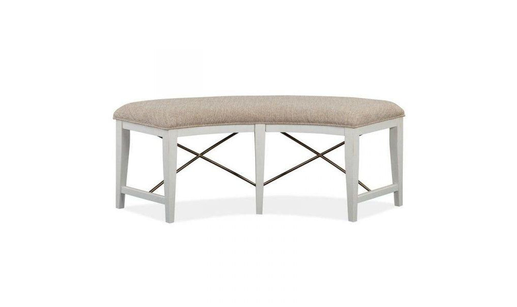 Heron Cove Curved Bench w-Upholstered Seat