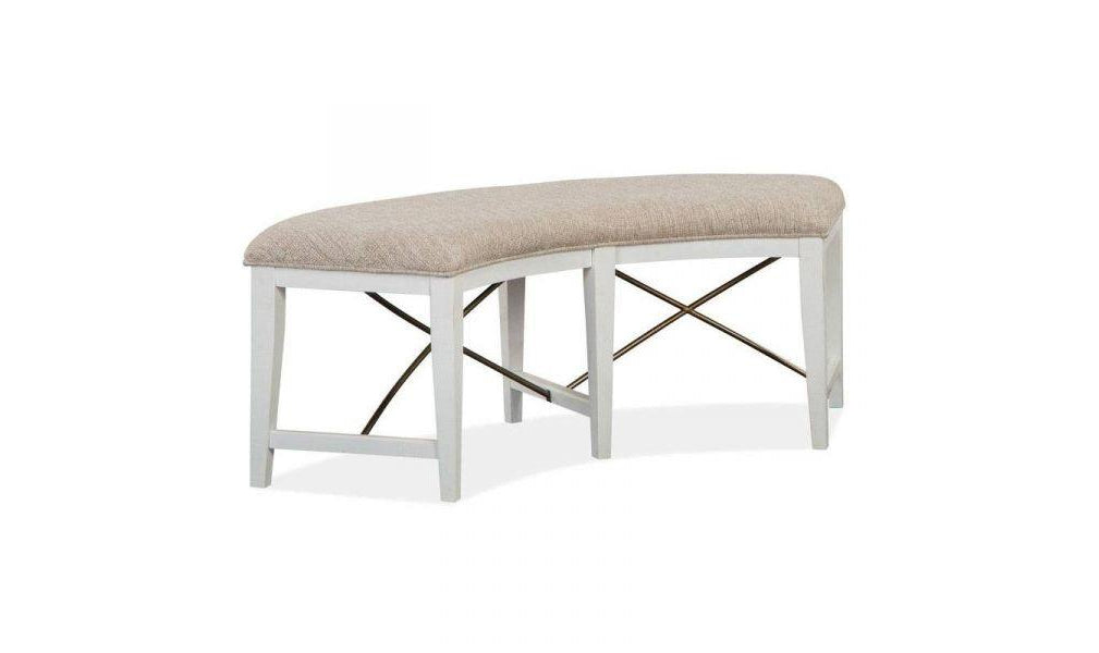 Heron Cove Curved Bench w-Upholstered Seat
