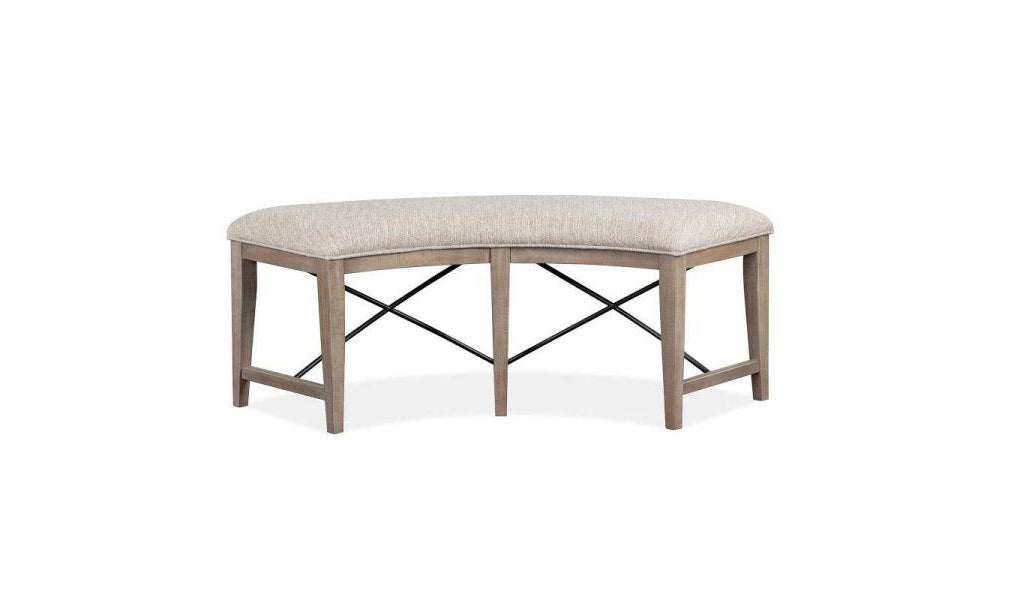 Paxton Place Curved Bench w-Upholstered Seat