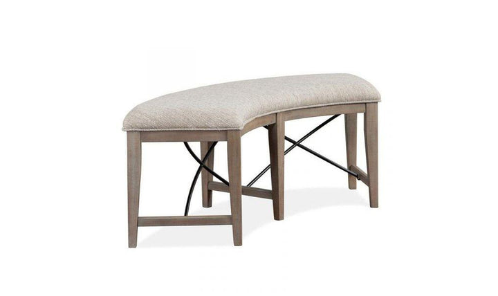 Paxton Place Curved Bench w-Upholstered Seat