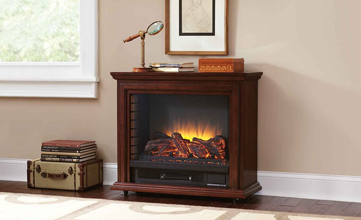 Dawson 32” Mobile Infrared Electric Fireplace in Cherry – Jennifer
