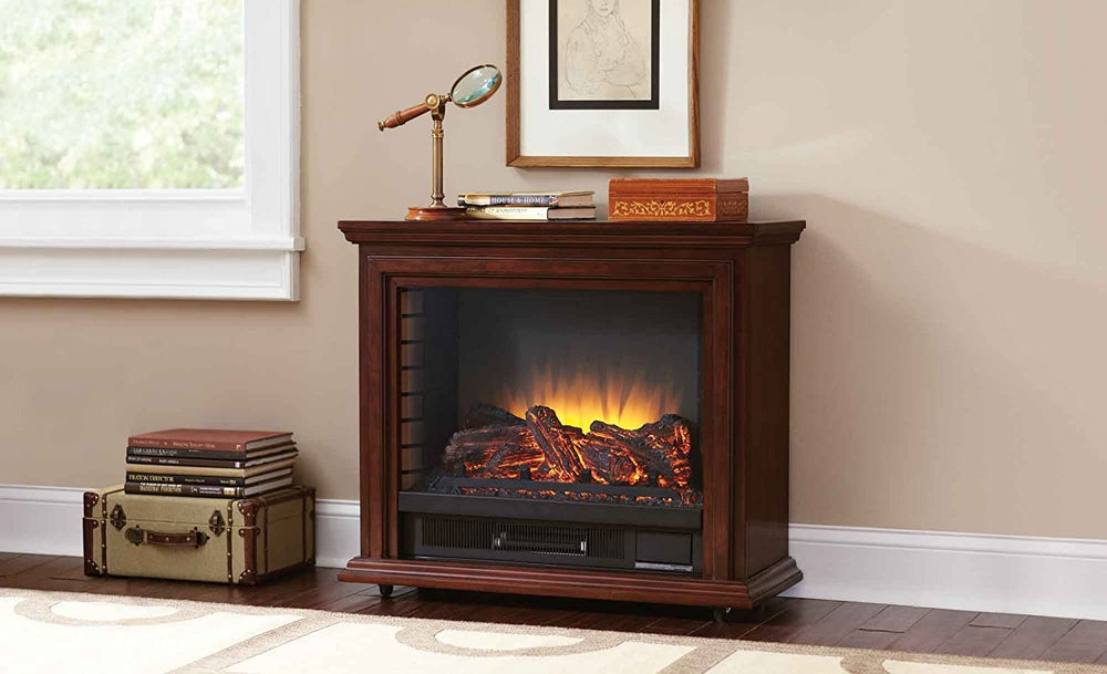 Dawson 32” Mobile Infrared Electric Fireplace in Cherry-Fireplaces-Jennifer Furniture