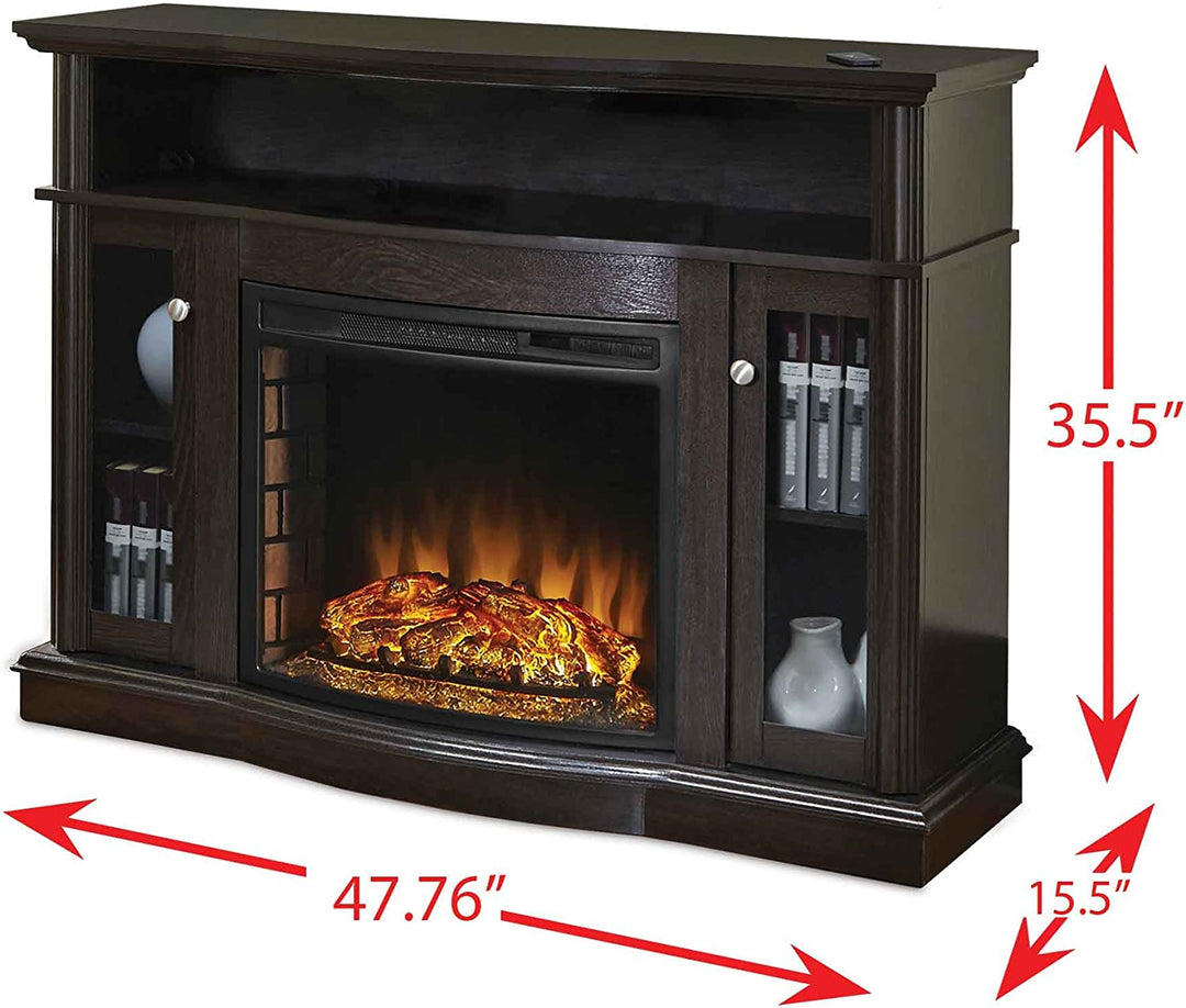 Blanca 48" Media Electric Fireplace in Rustic Brown Finish-Fireplaces-Jennifer Furniture