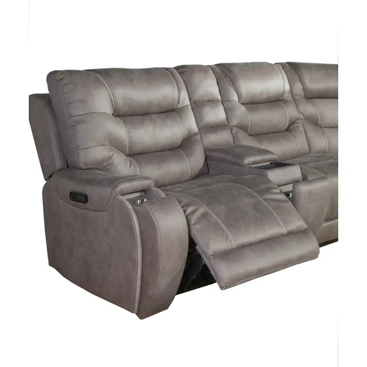 Tiana Recliner Sectional With Adjustable Headrest in Brown