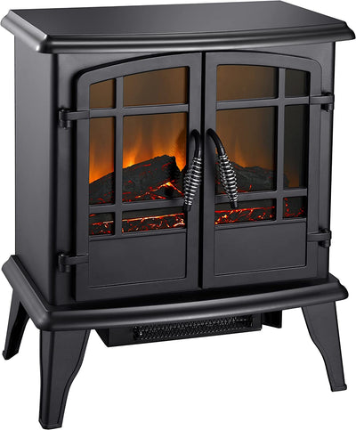 Alison Electric 20" Wood Stove Heater in Matte Black Finish-Fireplaces-Jennifer Furniture