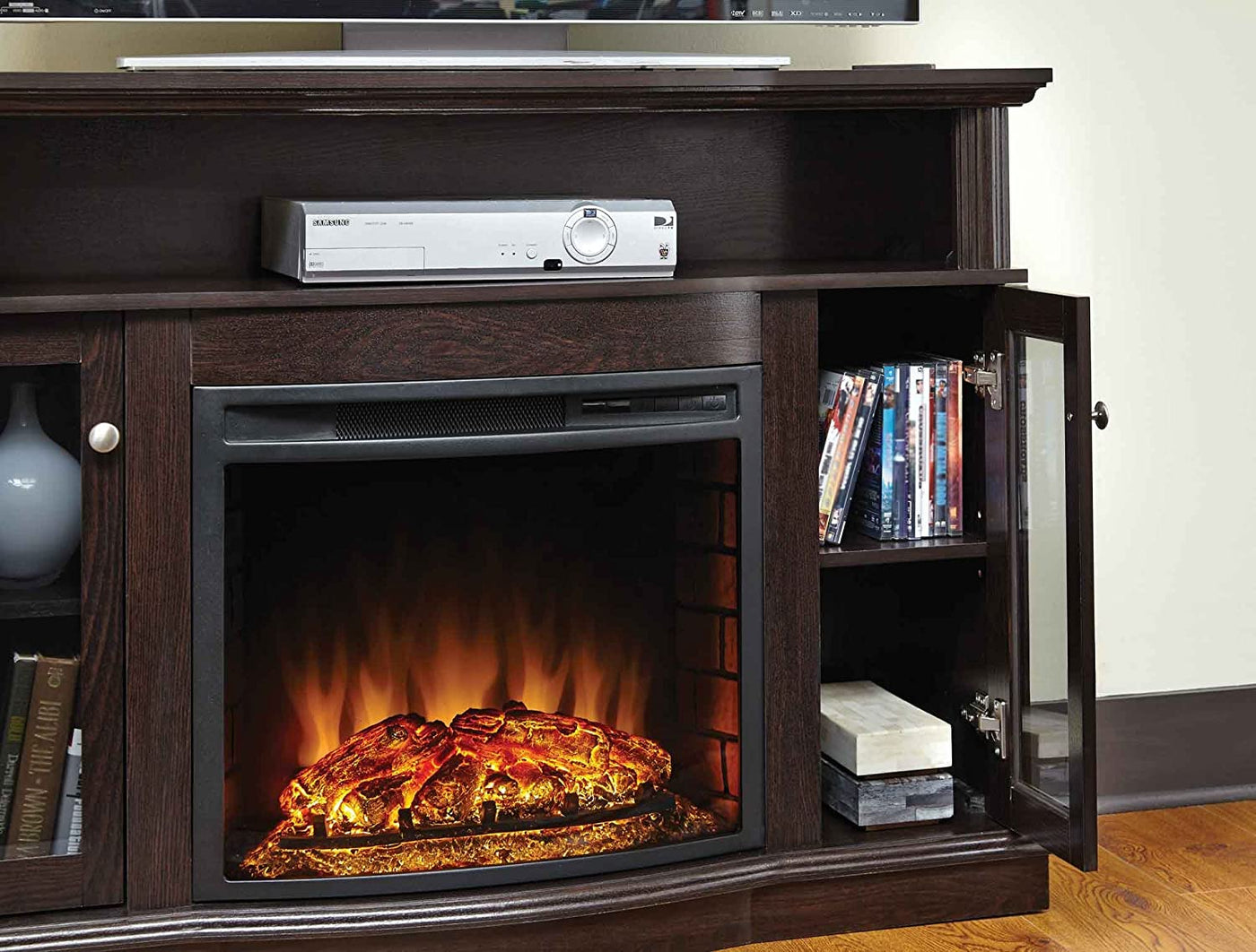 Blanca 48" Media Electric Fireplace in Rustic Brown Finish-Fireplaces-Jennifer Furniture