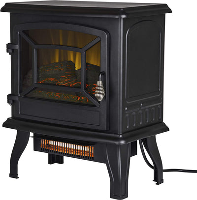 Duncan 17" Infrared 2 Stage Electric Stove in Black-Fireplaces-Jennifer Furniture