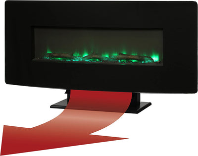 Coraline 48" Curved Front Wall Mount Electric Fireplace with Black Glass-Fireplaces-Jennifer Furniture