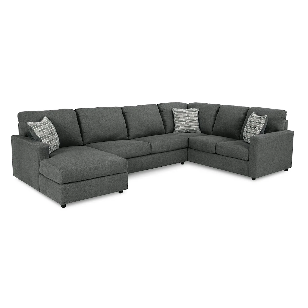Modern Heritage Edenfield 3-Piece U-Shape Fabric Sectional with Chaise