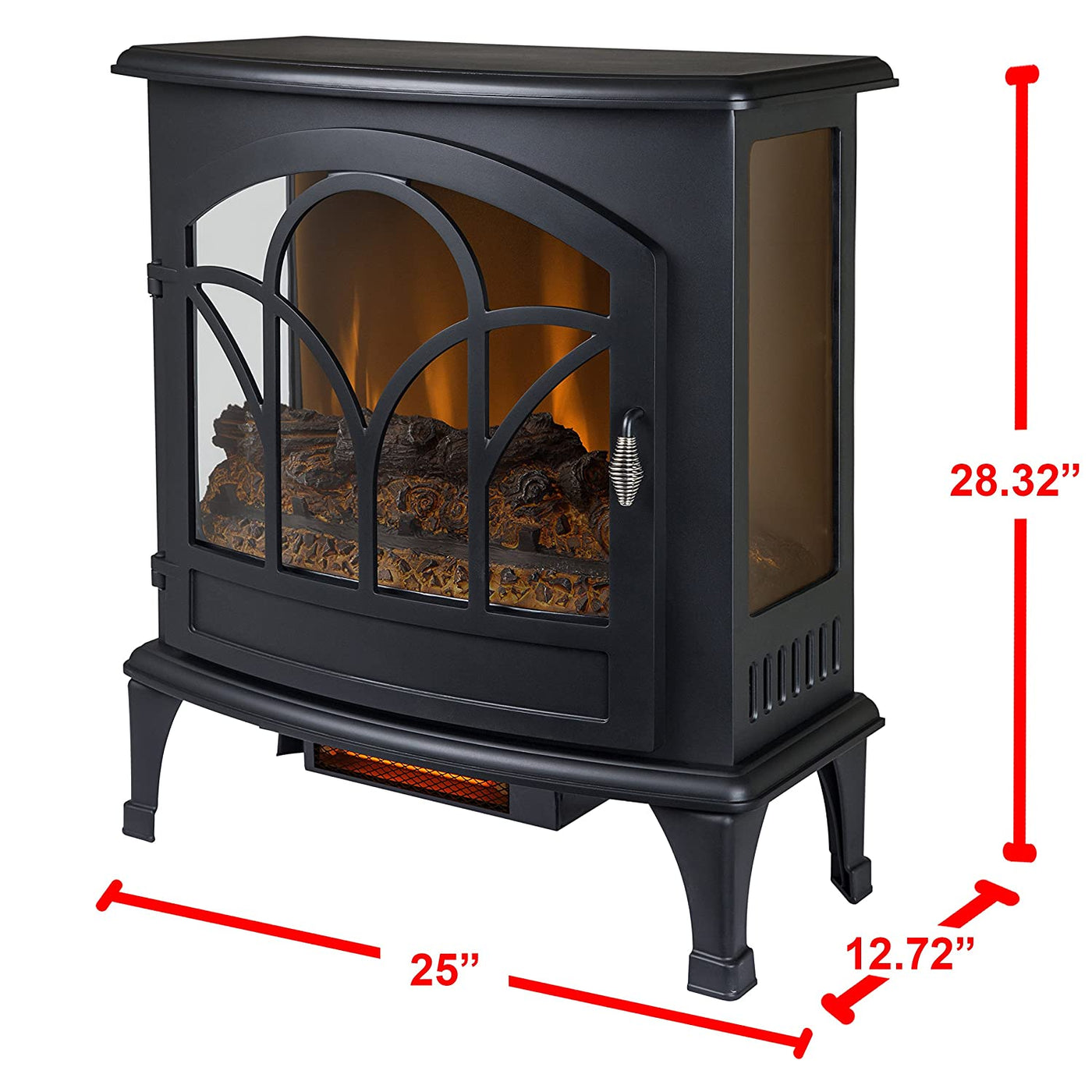 Braxton 25 Curved Front Infrared Electric Stove In Black-Fireplaces-Jennifer Furniture