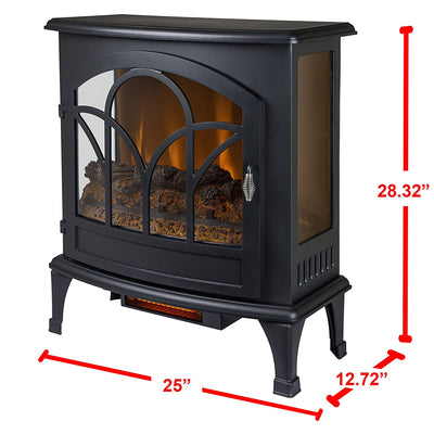 Braxton 25 Curved Front Infrared Electric Stove In Black-Fireplaces-Jennifer Furniture