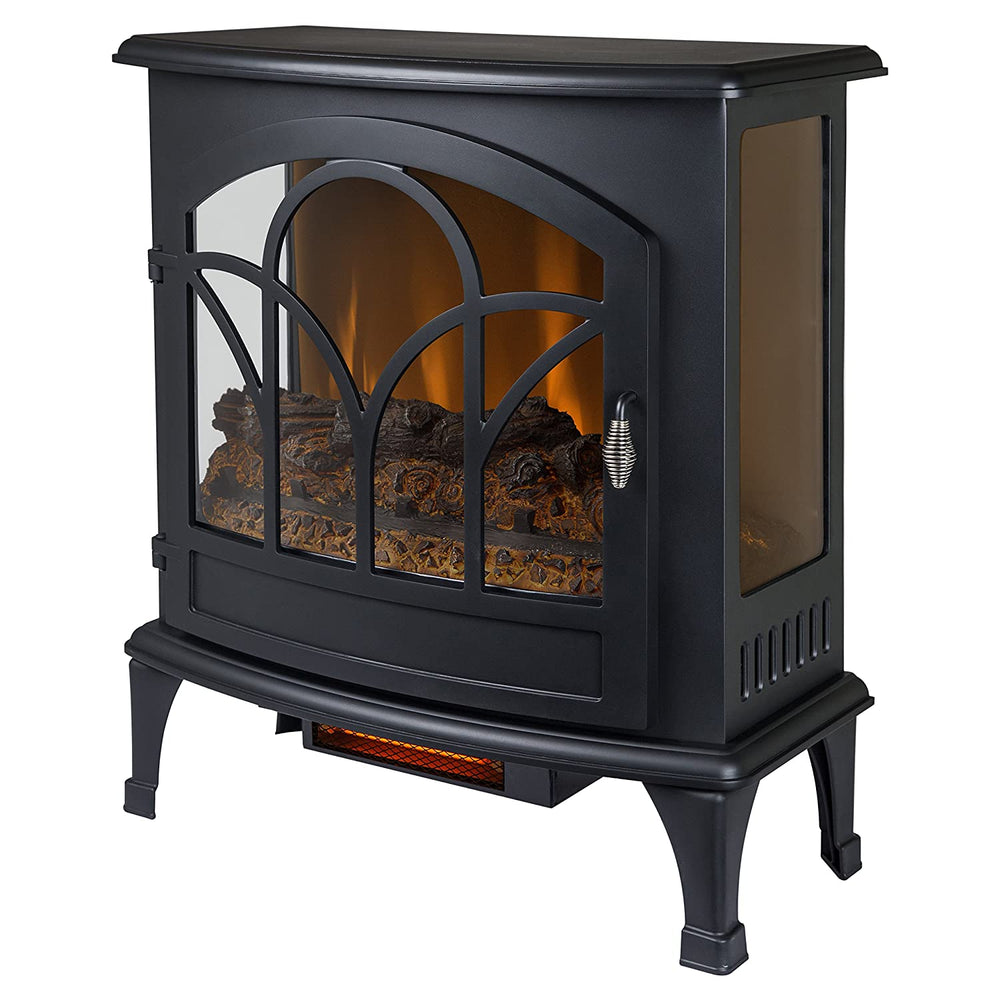 Braxton 25 Curved Front Infrared Electric Stove In Black-Fireplaces-Jennifer Furniture