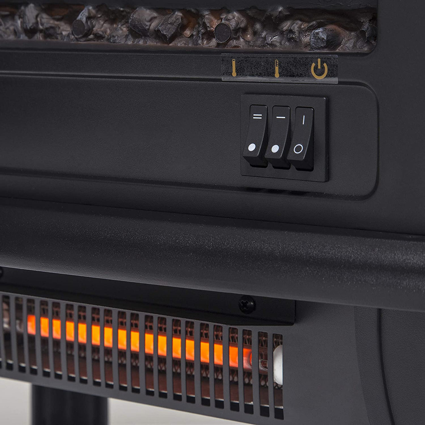 Duncan 17" Infrared 2 Stage Electric Stove in Black-Fireplaces-Jennifer Furniture